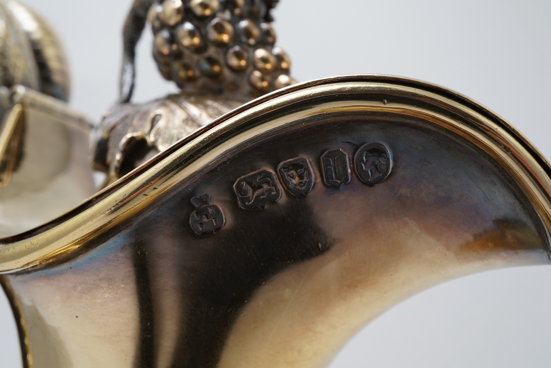 A good Victorian silver gilt pedestal claret jug by Hunt & Roskell, late Storr & Mortimer